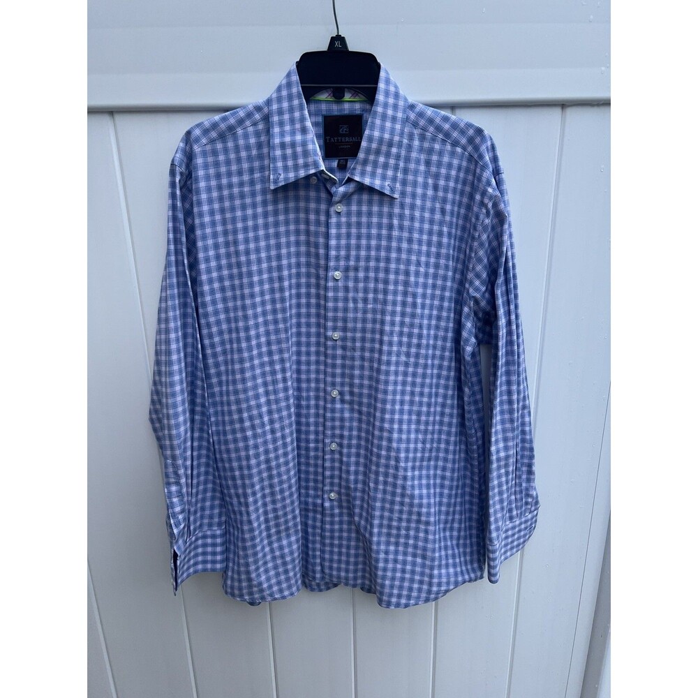 Tattersall London Men’s Long Sleeve Dress Shirt Multicolor Check Size 16.5 34-35